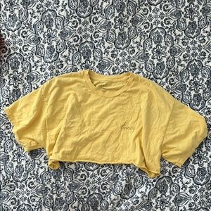 Brandy Melville Yellow Oversized Crop Tee